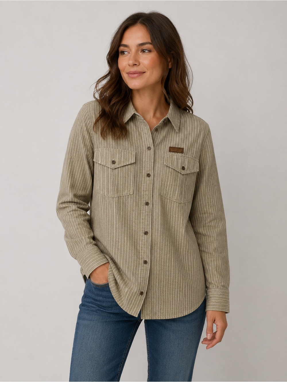 Patagonia Women's Hickory striped Farrier’s Shirt Sz XS